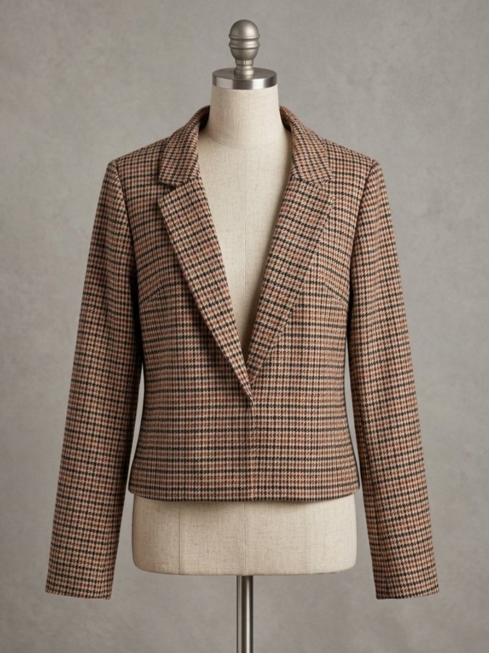 MAURICES Brown Purple Black Cream Houndstooth Blazer Jacket LIKE NEW